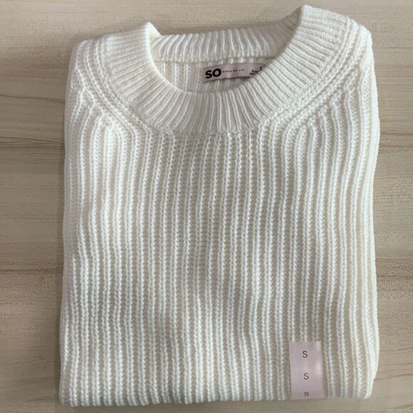 NWT! Cream Balloon Sleeve Crew Neck Sweater By SO (Sonoma) Size Small - Picture 3 of 8